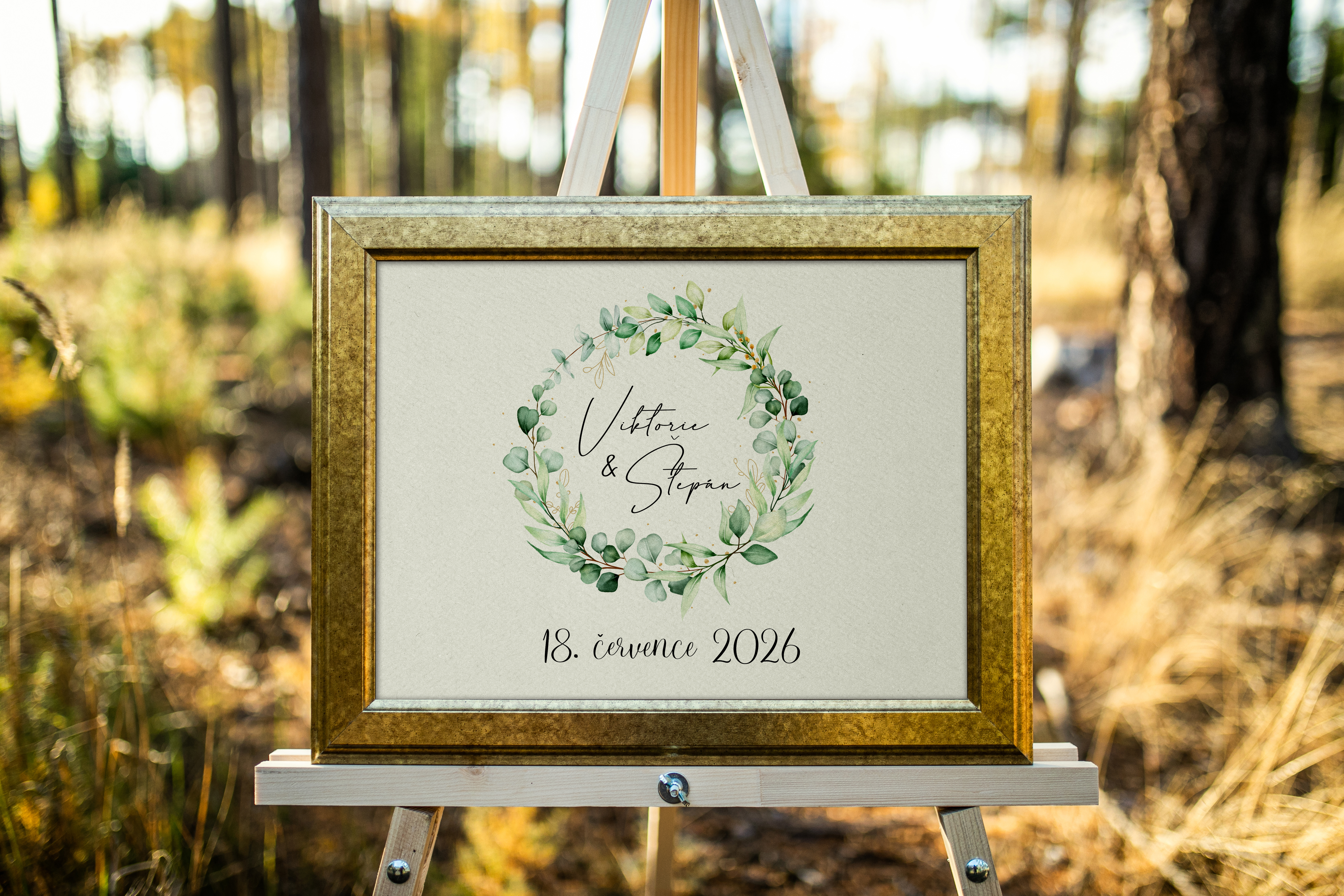 Svatební papírový uvítací plakát na smetanovém papíře